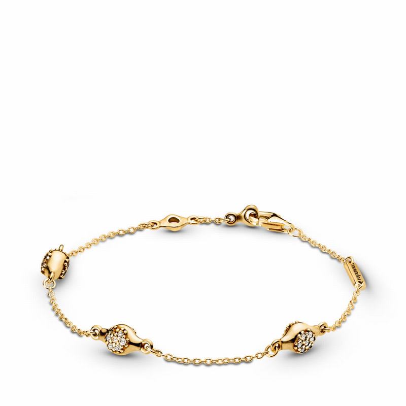 Pandora Shine™ Modern Lovepods™ Bracelet Ireland - 18ct Gold Plated/Cubic Zirconia - 093856MXJ